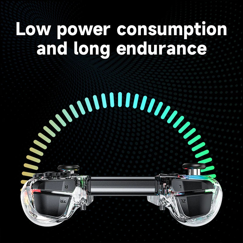 LinYuvo KS40 Transparent Style Wireless Handle for Switch Lite/OLED with 8 LED Lights,Turbo Function,Dual Vibration & Macro Keys