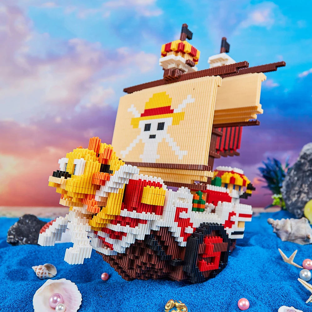 3168pcs+ One Piece Connection Building Blocks Thousand Sunny Pirate Ship Micro Bricks Figures For Kids Friend Christmas Gift