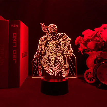 Berserk Guts 3D LED Night Light – Anime Acrylic Lamp with Remote Control