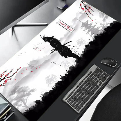 Japanese Sakura Samurai Black Mouse Pad Computador Gamer Table Mat Gaming Laptop Desk PC Mousepad 900x400 Computer Table Gaming