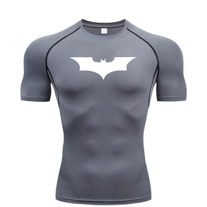 Men’s Bat Print Compression Shirt – Quick Dry Athletic Gym Tee