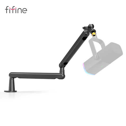 FIFINE Adjustable Low-profile Arm Microphone Stand with Cable Managment/Desk Mount, Suspension Boom for K688 Ampligame AM8-BM88