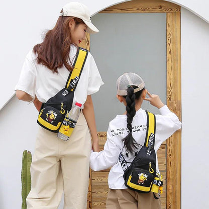 Children's Shoulder Bag Men's and Women's Chest Bag Canvas Youth Sports Pikachu Crossbody Bag Handbag Chest Belt Waist Bag