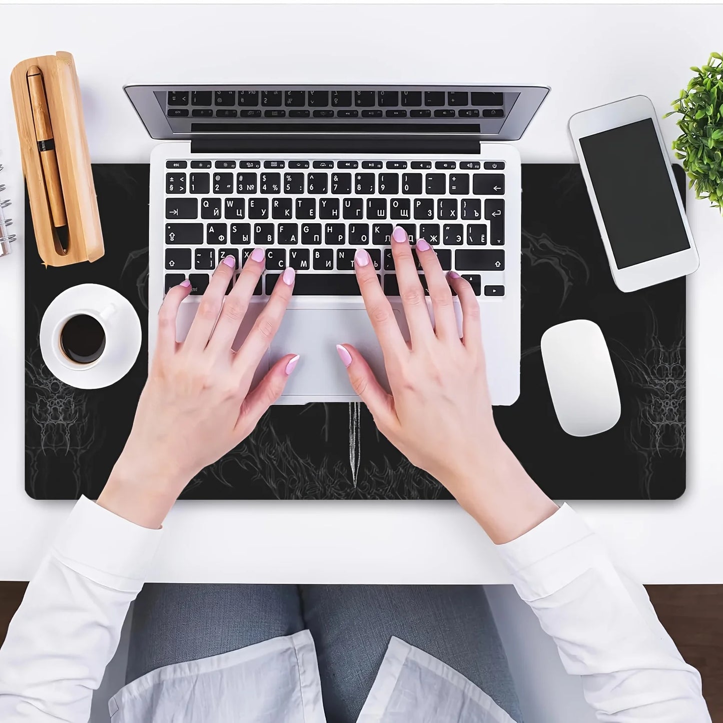 Cybersigilism Angel Sword Gaming Mouse Pad Keyboard Mat Large Desk Mat Dark Fantasy Art Non-Slip Home Computer Accessories