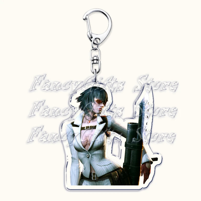 Calssic Demon Video Game Chibi Keychains for Accessories Bag Dante Vergil Nero Sparda Lady Trish V Keyrings Jewelry Gaming Gifts