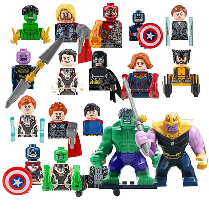42 Pieces of Marvel Mini Building Block Dolls, Superhero Anime Figure, Thanos, Iron Man Spider Man DIY Building Block Toys Gifts