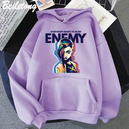 Jinx Arcane ENEMY Hoodie - Cool Graphic Sweatshirt for Women & Men