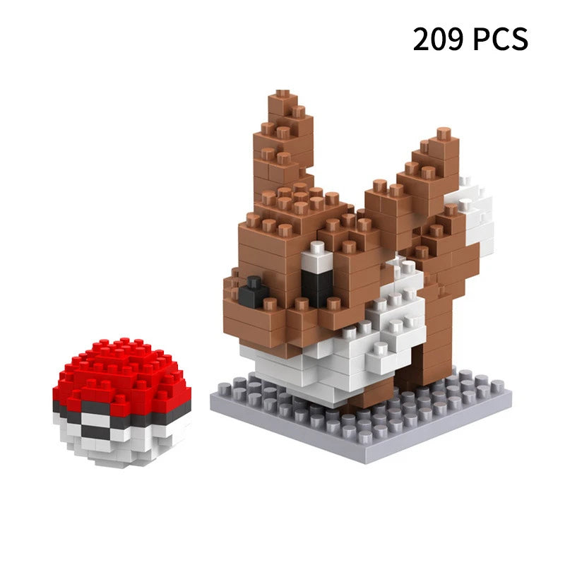 Blocks Small Cartoon Mini Building Block Pikachu Charizard Eevee Mewtwo Anime Assemble Action Pokemon  Model Dolls Toys