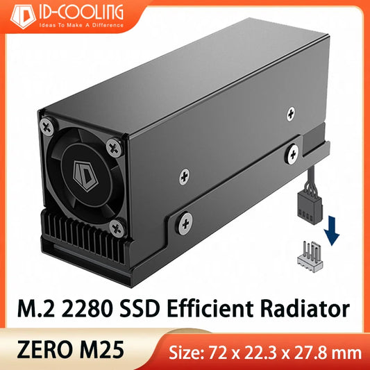 ID-COOLING M.2 NVMe Radiator 12000RPM PWM Adjustable Speed 2280 Solid State Hard Disk Heat Sink Fan for M.2 NVME SATA PCIE SSD