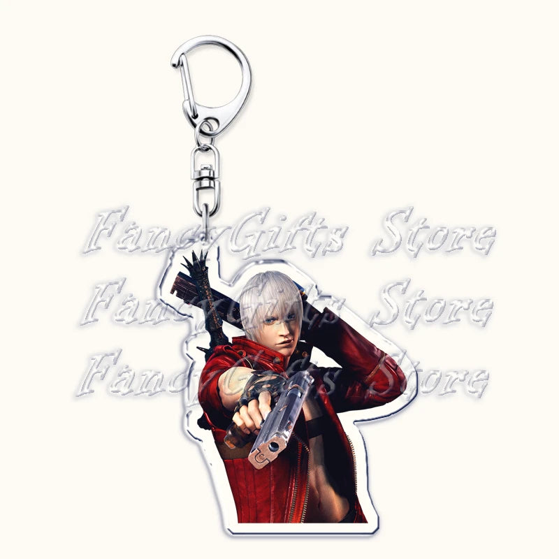 Calssic Demon Video Game Chibi Keychains for Accessories Bag Dante Vergil Nero Sparda Lady Trish V Keyrings Jewelry Gaming Gifts