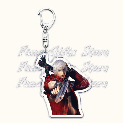 Calssic Demon Video Game Chibi Keychains for Accessories Bag Dante Vergil Nero Sparda Lady Trish V Keyrings Jewelry Gaming Gifts
