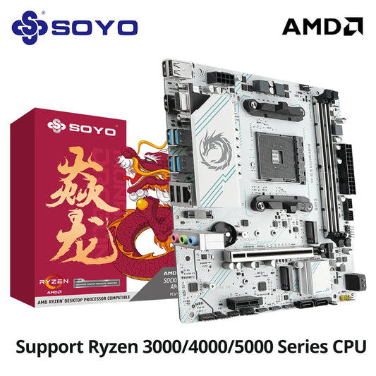SOYO World Premiere AMD B550M Gaming Motherboard USB3.2 PCIE3.0 M.2 NVME Dual Channel DDR4 AM4 Socket supports Ryzen 5700X CPU