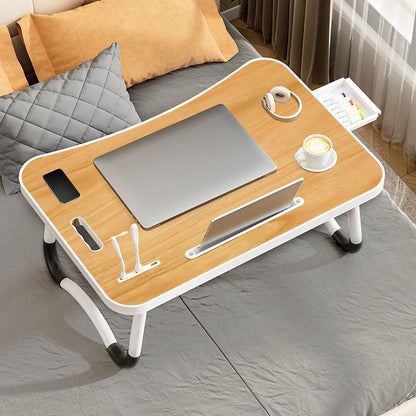 Portable Laptop Desk with USB Light & Fan – Foldable Bed & Travel Table