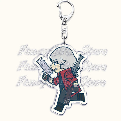 Calssic Demon Video Game Chibi Keychains for Accessories Bag Dante Vergil Nero Sparda Lady Trish V Keyrings Jewelry Gaming Gifts