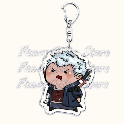 Calssic Demon Video Game Chibi Keychains for Accessories Bag Dante Vergil Nero Sparda Lady Trish V Keyrings Jewelry Gaming Gifts