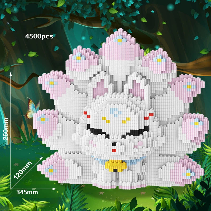 2024 New Puzzle Block Oversized Nine Tailed Fox Cute Toy for Boys and Girls Birthday Gift Collection Ornaments