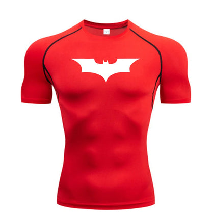 Men’s Bat Print Compression Shirt – Quick Dry Athletic Gym Tee