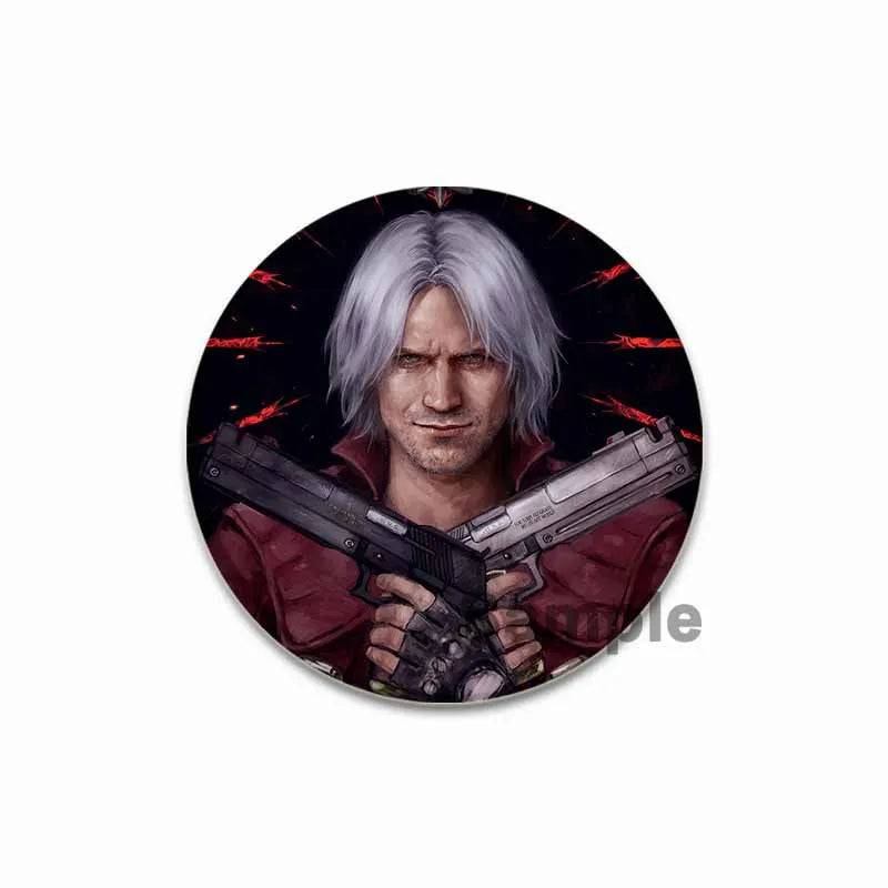 Dante Cartoon Cosplay Badge Game Anime Devil May Cry Brooch HD Print Handmade Pins for Backpack Accessories Clothes Decoration