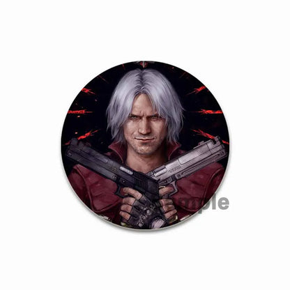 Dante Cartoon Cosplay Badge Game Anime Devil May Cry Brooch HD Print Handmade Pins for Backpack Accessories Clothes Decoration