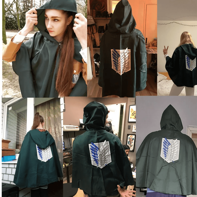 Halloween Japanese Hooded Cape Scout Corps Cosplay Costume Anime Cosplay Green Shawl Men's and Women's Costume