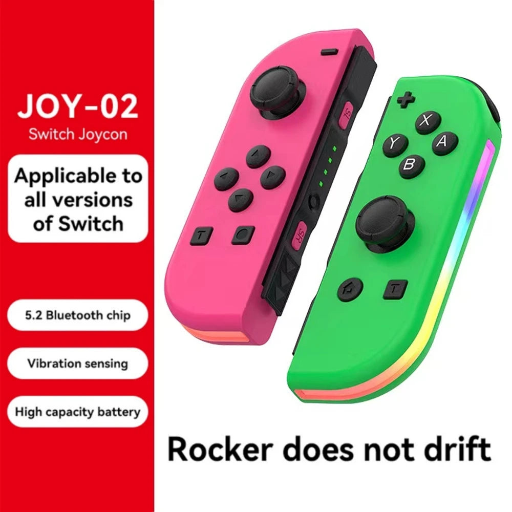 BT 5.2 Joy Controller RGB LED Switch L/R Joypad for Nintendo Switch/Lite/Oled JoyCon Gamepads Joystick with Dual Vibration
