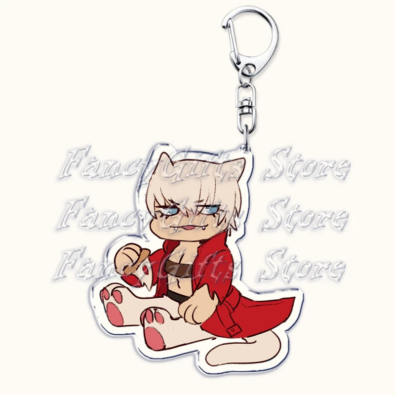 Calssic Demon Video Game Chibi Keychains for Accessories Bag Dante Vergil Nero Sparda Lady Trish V Keyrings Jewelry Gaming Gifts