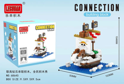 Thousand Sunny Micro Building Blocks Linkgo One Piece Pirate Ship Polortang Going Merry Connection Mini Bricks Figure Toys
