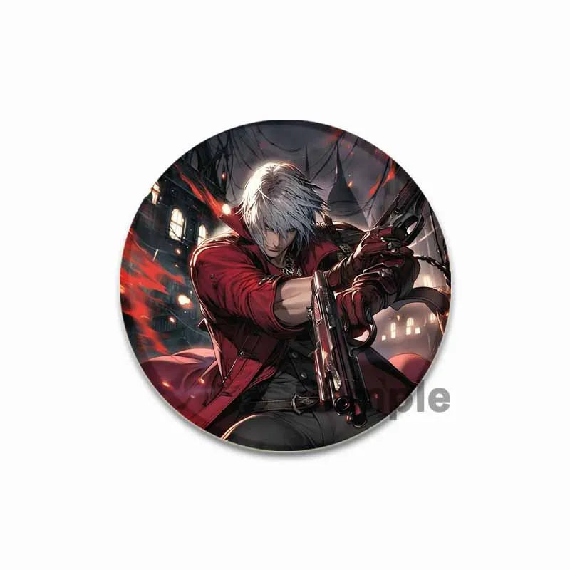 Dante Cartoon Cosplay Badge Game Anime Devil May Cry Brooch HD Print Handmade Pins for Backpack Accessories Clothes Decoration