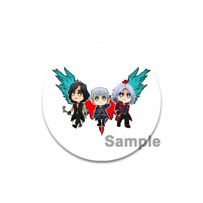 58mm Game Anime Devil May Cry Brooches Dante Cartoon Badge HD Print Handmade Pins for Backpack Accessories Clothes Decoration