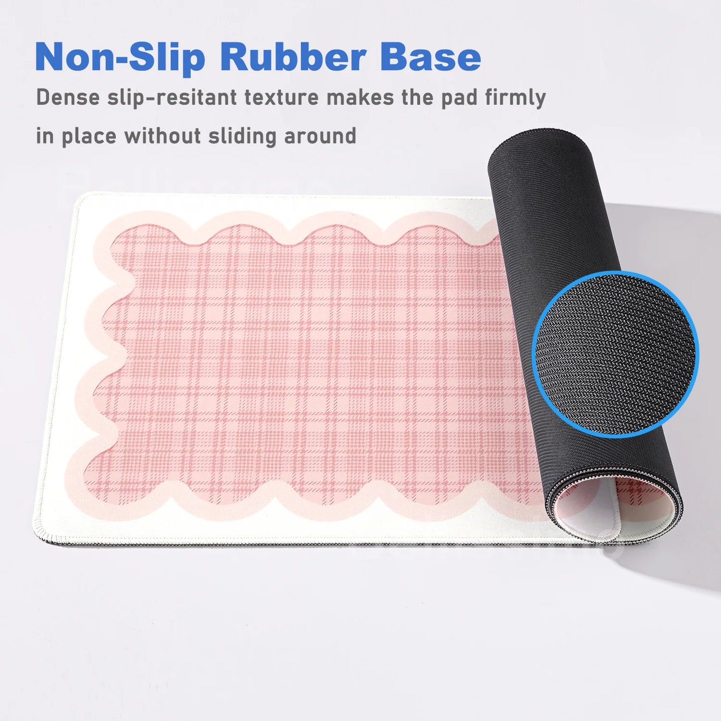 Pink White Mousepad Cute Rabbit Grid Desk Mat Computer Gaming Keyboard Extended Mouse Pad Office Accessories Pc Gamer Anime Rug