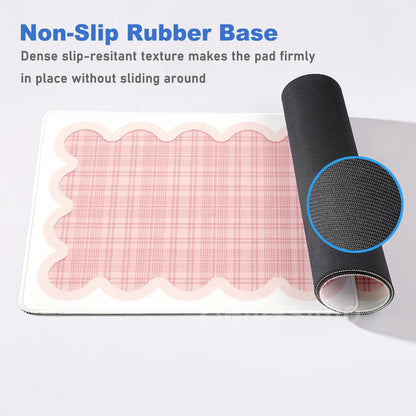 Pink White Mousepad Cute Rabbit Grid Desk Mat Computer Gaming Keyboard Extended Mouse Pad Office Accessories Pc Gamer Anime Rug