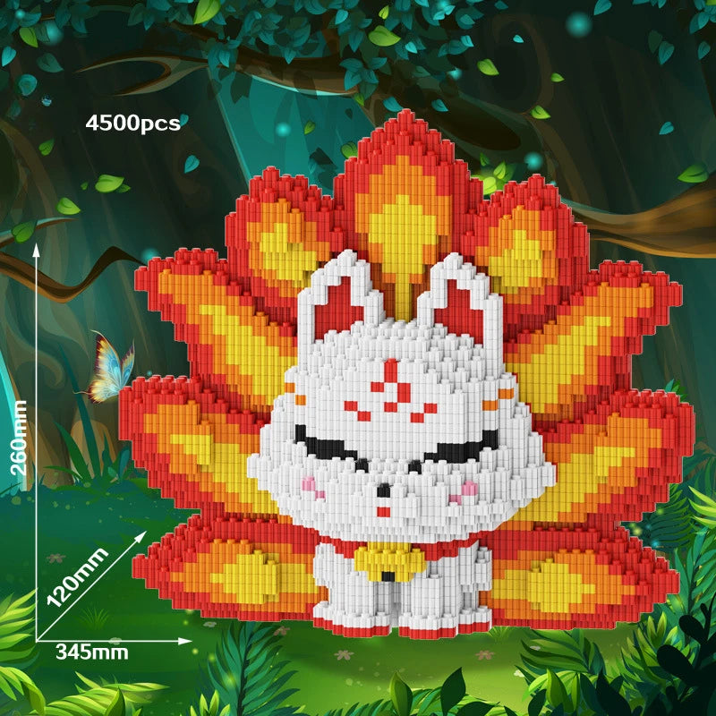 2024 New Puzzle Block Oversized Nine Tailed Fox Cute Toy for Boys and Girls Birthday Gift Collection Ornaments