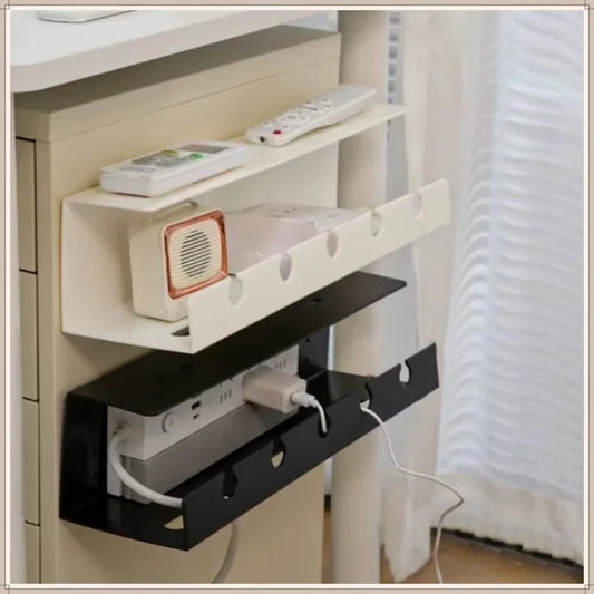 ISRTAO Under Desk Cable Management Cable Tray Under Desk With Clamp Power Strip Cord Holder No Drilling Sturdy Spacious Supplies