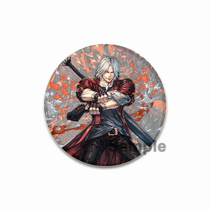Dante Cartoon Cosplay Badge Game Anime Devil May Cry Brooch HD Print Handmade Pins for Backpack Accessories Clothes Decoration