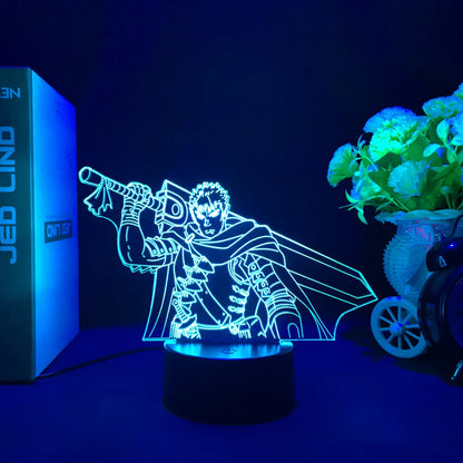 Berserk Guts 3D LED Night Light – Anime Acrylic Lamp with Remote Control
