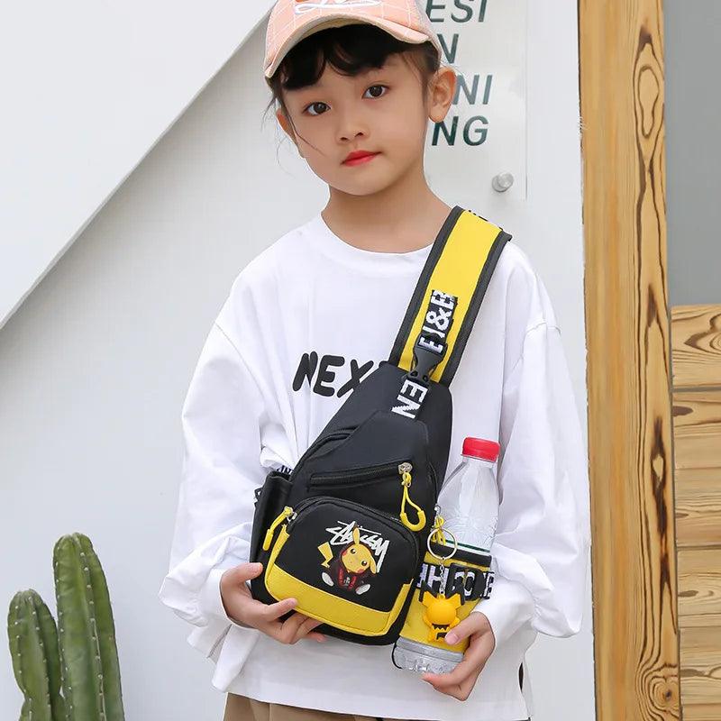 Children's Shoulder Bag Men's and Women's Chest Bag Canvas Youth Sports Pikachu Crossbody Bag Handbag Chest Belt Waist Bag