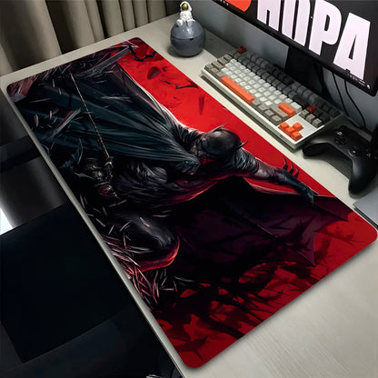 Black Non-slip Table Mat Gaming Accessories B-Batman Anime Mouse Pad Large Mousepad Office Laptop Keyboard Deskpad Rubber Carpet