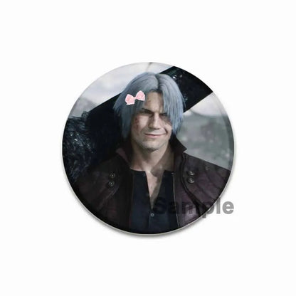 Dante Cartoon Cosplay Badge Game Anime Devil May Cry Brooch HD Print Handmade Pins for Backpack Accessories Clothes Decoration