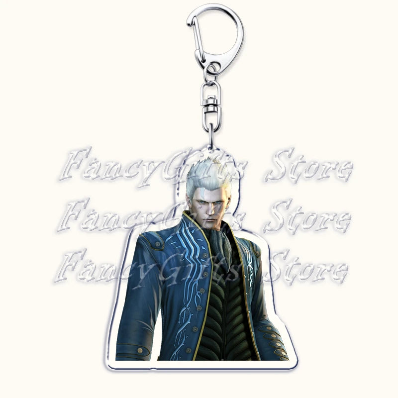Calssic Demon Video Game Chibi Keychains for Accessories Bag Dante Vergil Nero Sparda Lady Trish V Keyrings Jewelry Gaming Gifts