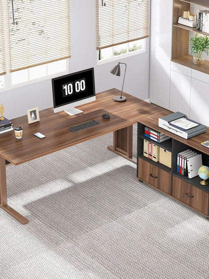 Tribesigns 63" Large Executive Desk L Shaped Computer Desk with File Storage Cabinet, L-Shaped Executive Office Desk