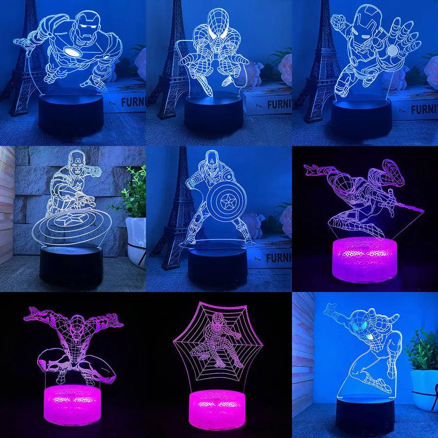 Unleash Your Inner Superhero! Marvel 3D LED Night Light - Spider-Man, Iron Man & More! Customizable Anime-Style Lamps, Perfect for Fans