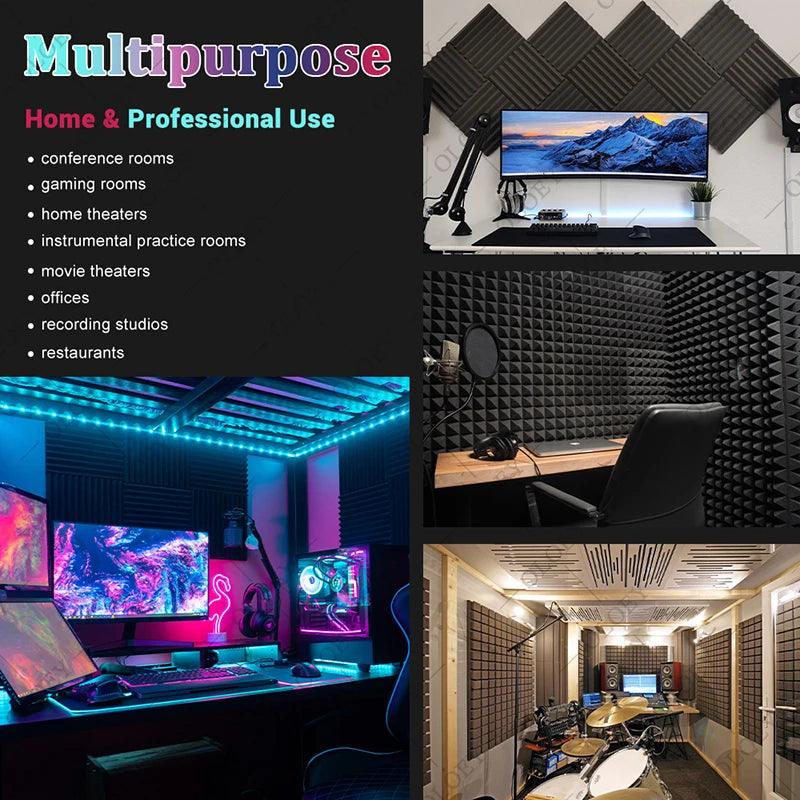 Soundproofing Studio 12 Pack, KTV Sound Absorbing Foam Panels Sponge Pad, House Isolation Wall Soundproof Foam Home Decoration