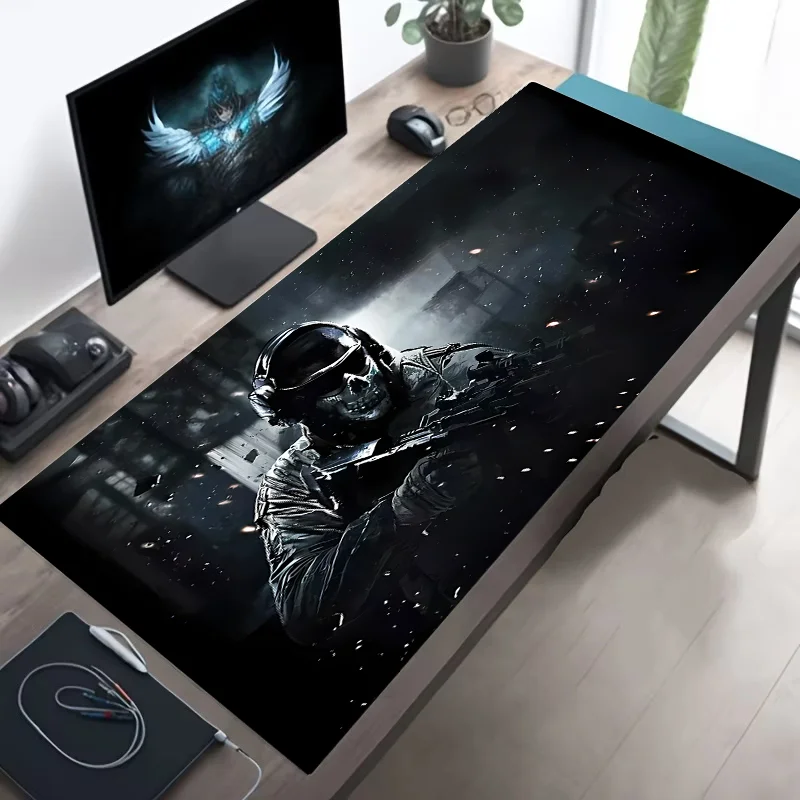 Large Mouse Pad Tactical Soldier Design Non-Slip XXL desk pad gaming accessories Stitched Edges for Home and game for fps gamer