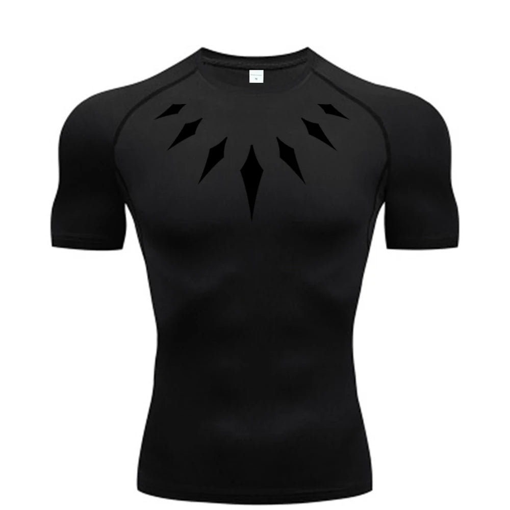 Black Panther Compression Gym Shirt for Men – Quick Dry Sports Tee