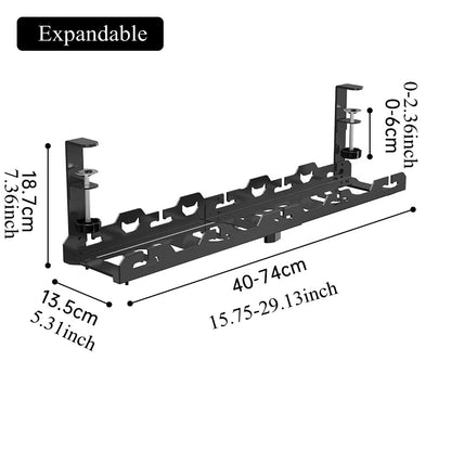 Telescopic Under Table Storage Rack Metal Cable Management Tray Home Office Desk Wire Organizer No Punching Storage Accessories