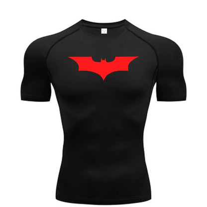 Men’s Bat Print Compression Shirt – Quick Dry Athletic Gym Tee