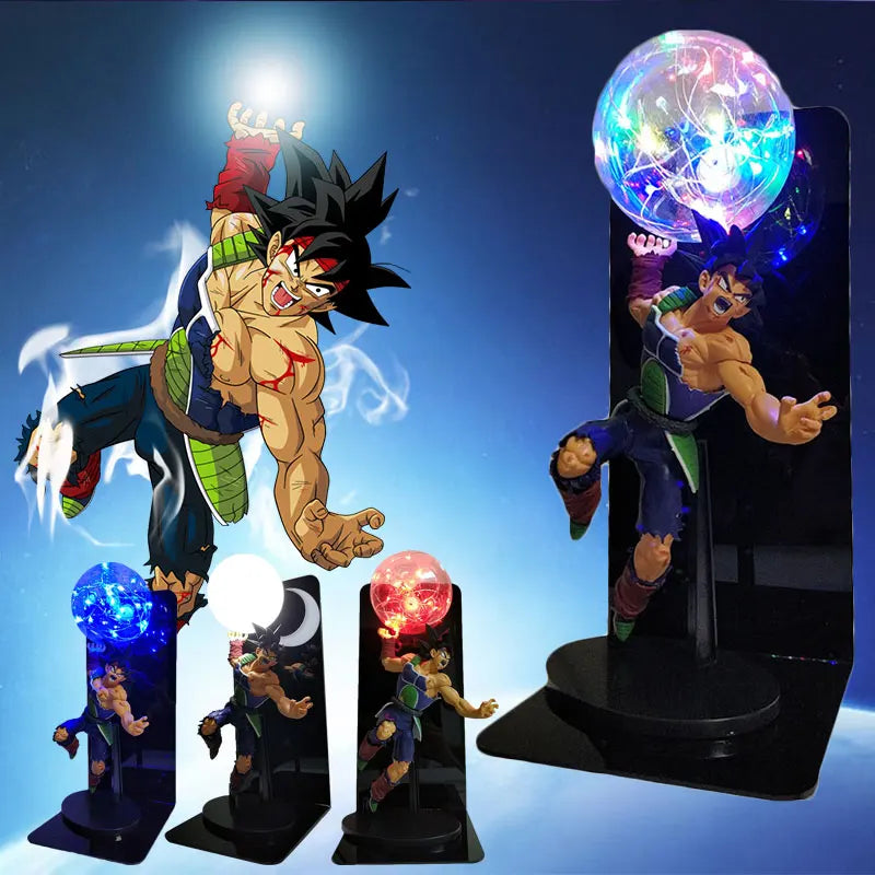 Dragon Ball Super LED Table Lamp – Goku & Bardock Super Saiyan | 23cm PVC Anime Figure