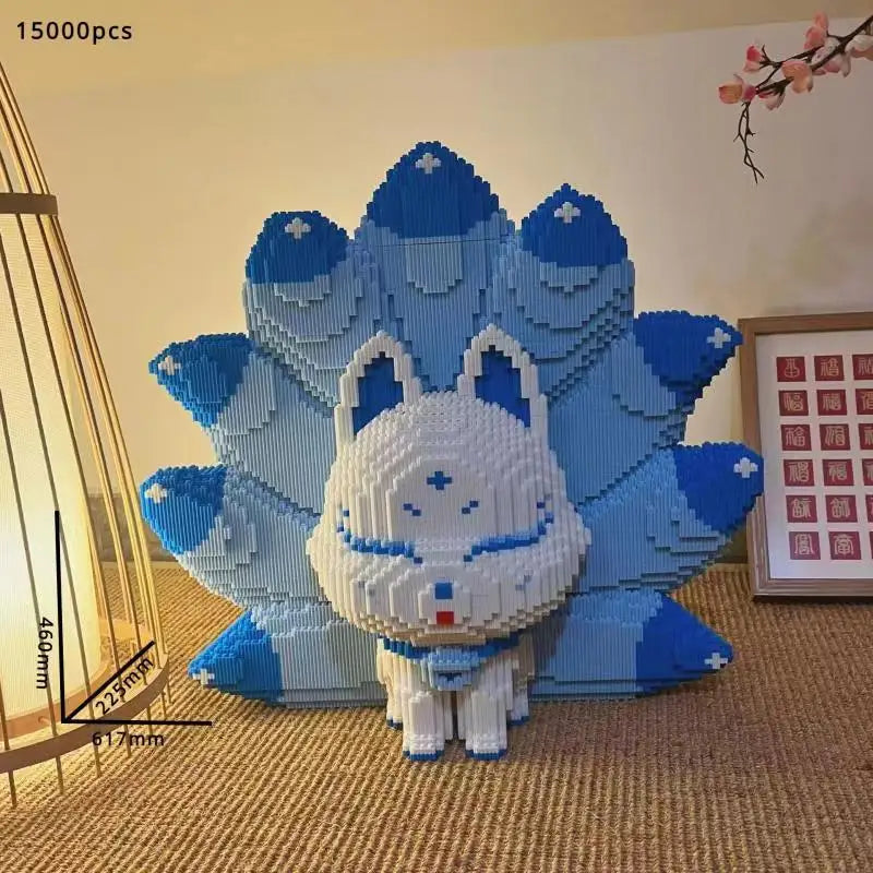 2024 New Puzzle Block Oversized Nine Tailed Fox Cute Toy for Boys and Girls Birthday Gift Collection Ornaments