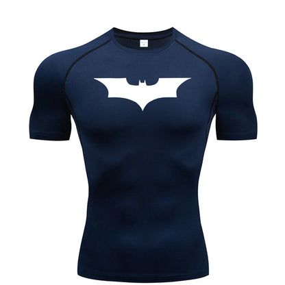 Men’s Bat Print Compression Shirt – Quick Dry Athletic Gym Tee