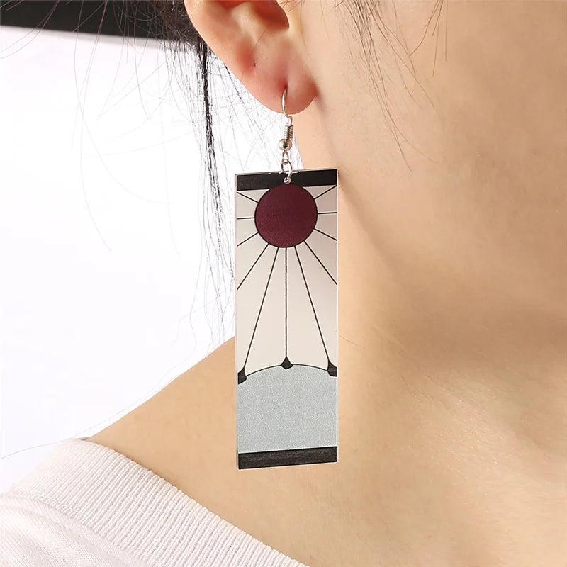 Fashion Anime Demon Slayer Kimetsu no Yaiba Blade of Ghost Earings Acrylic Drop Earrings For Women Men Jewelry Accessories Gift